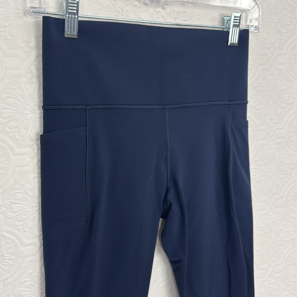 Athleta Salutations Stash 7/8 Leggings Tights Navy Blue Small High Rise - Picture 6 of 9